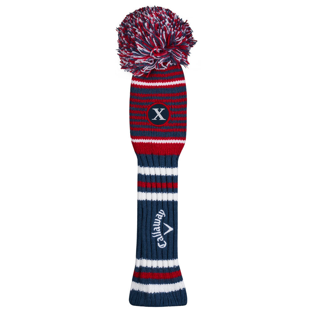 Callaway Classic Pom Pom Golf Hybrid Headcover - Navy Red White Knit