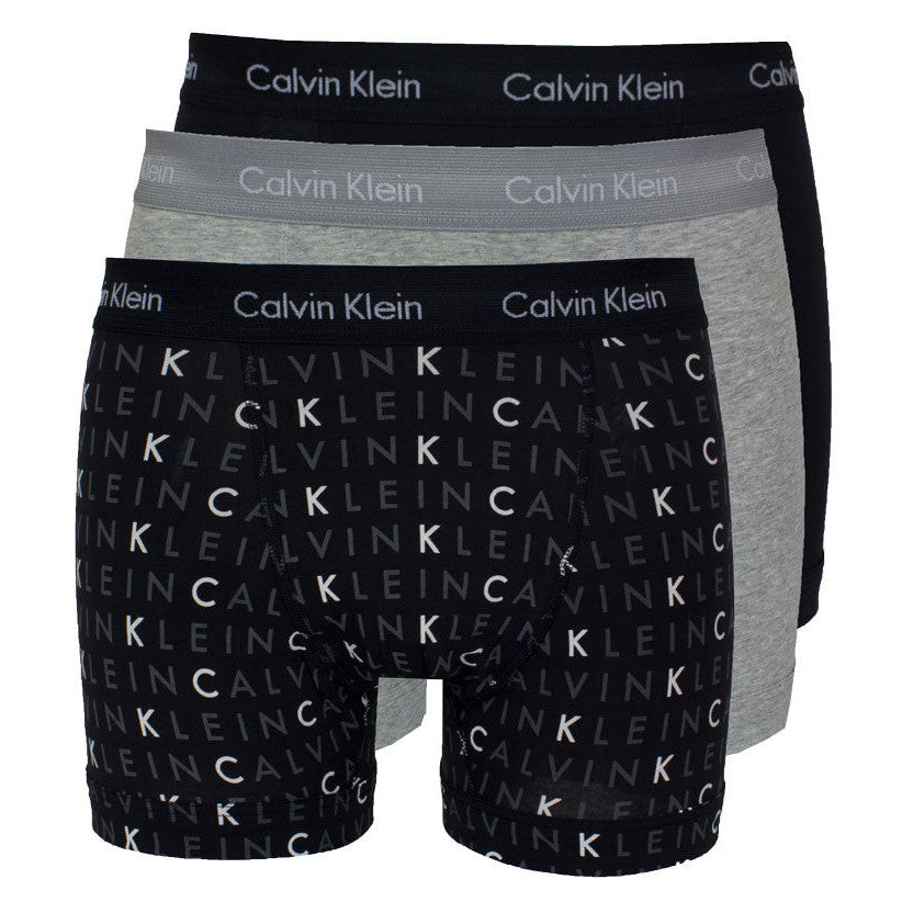 Calvin Klein 3-Pack Gray and Black Boxer Briefs with Signature Logo Band