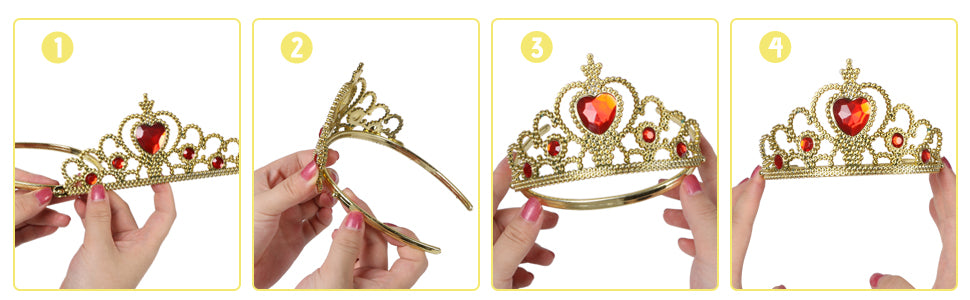 Vicloon Princess Dress Up Accessory Set: Crown, Wand, Gloves, Jewelry for Girls