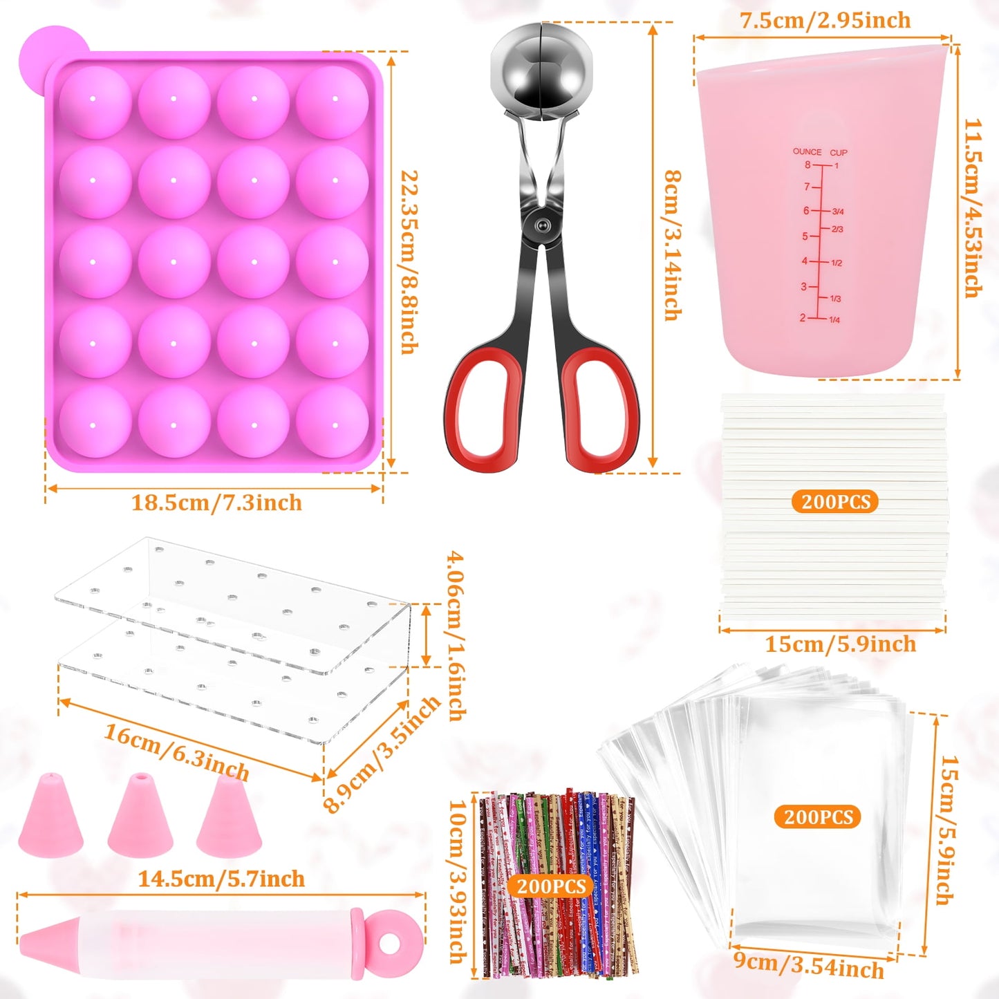 605-Piece Silicone Cake Pop & Lollipop Making Kit with Decorating Tools