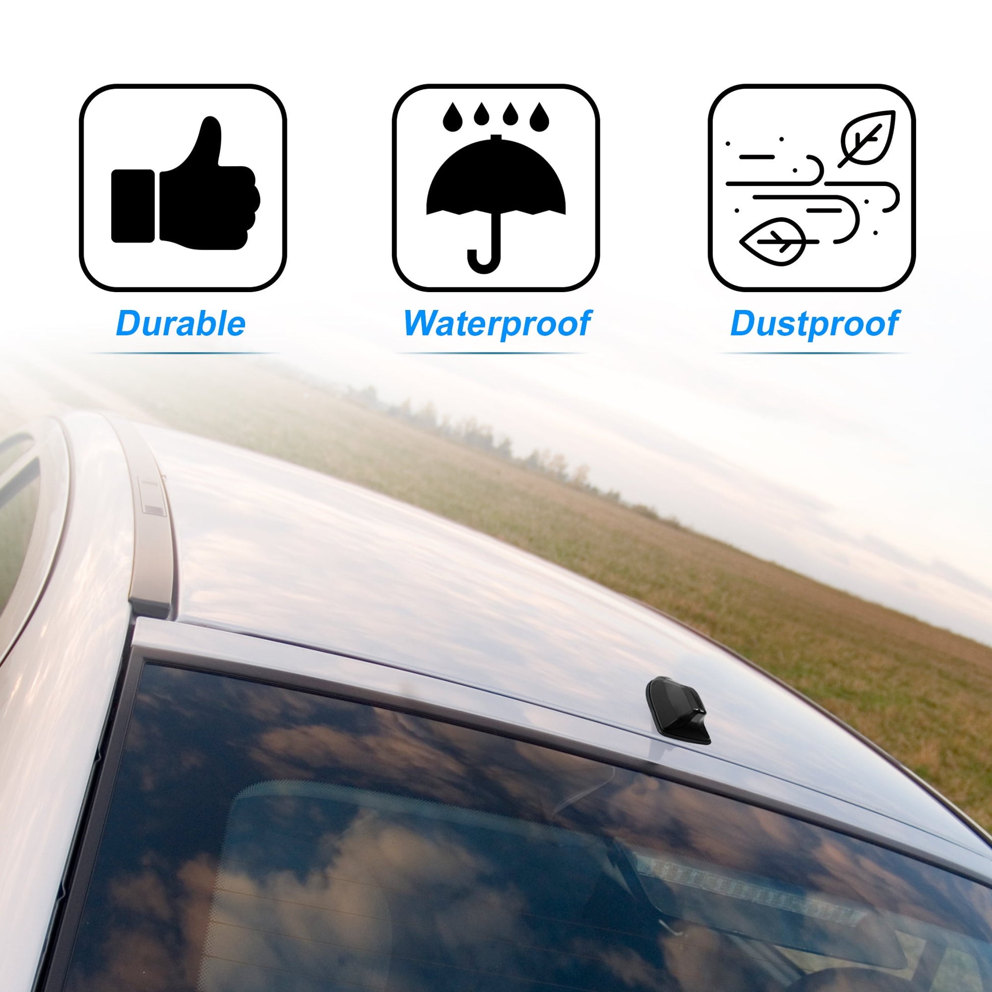 Unique Bargains Decorative Shark Fin Car Roof Antenna Black