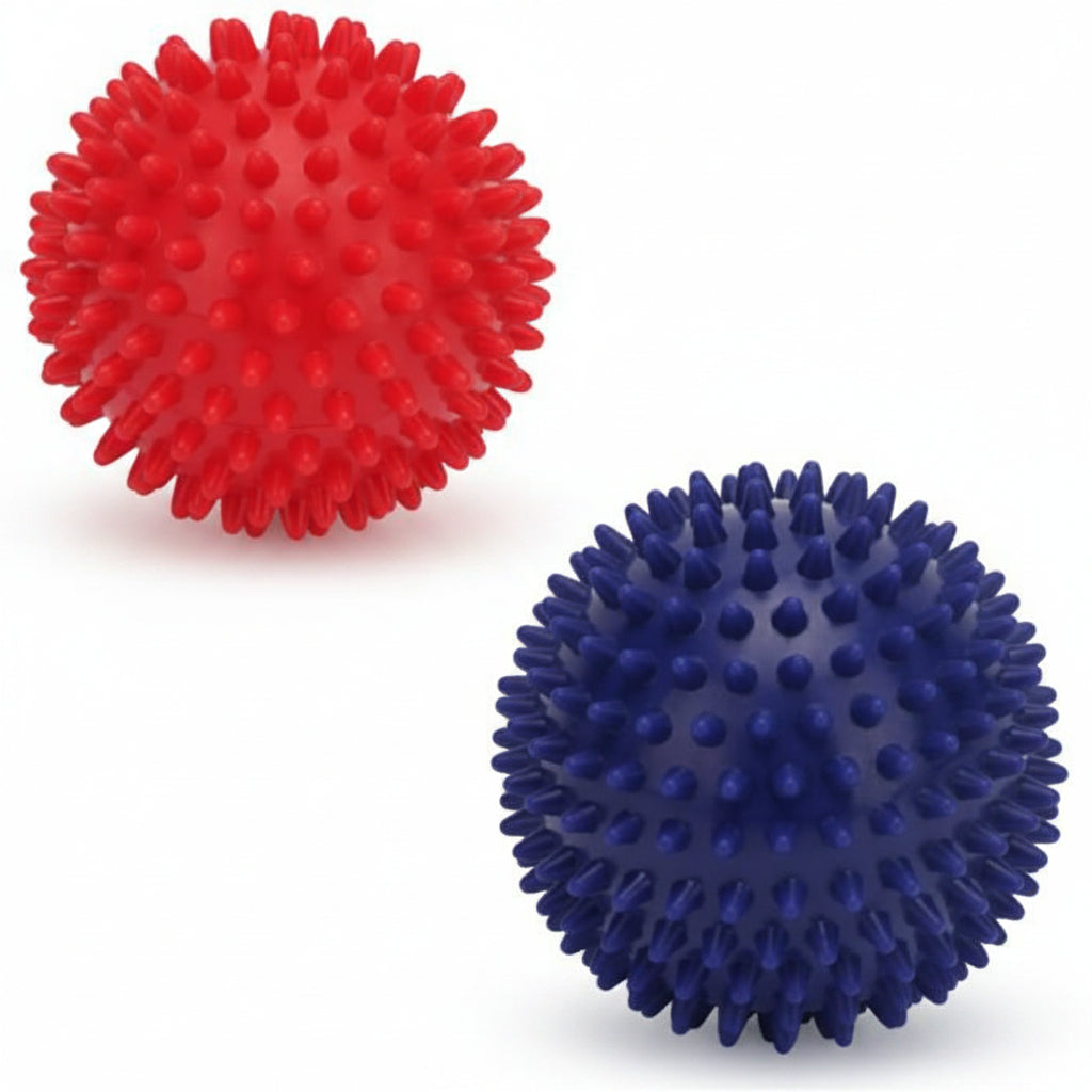 Knobbed massage balls (set of 2) – spiky massage balls for foot reflexology & neck massage – stress relief & muscle relaxation