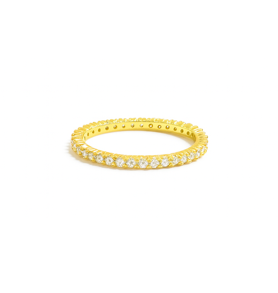 Elegant Gold-Plated Swarovski Crystal Eternity Ring for Women Delicate Sparkle