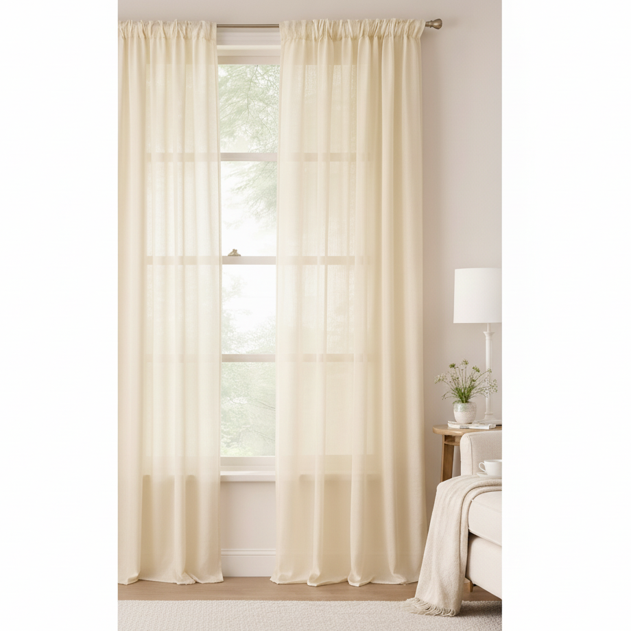 Curtain Linen Sheer Curtains for Living Room - 1Piece