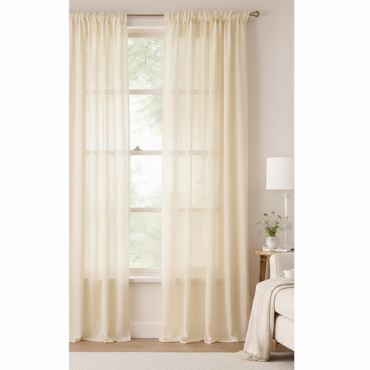 Curtain Linen Sheer Curtains for Living Room - 1Piece