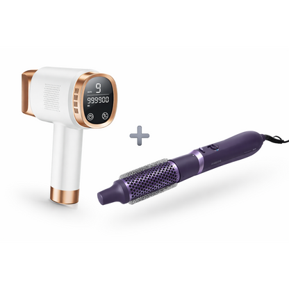 Hair Care Bundle: Philips Ionic Air Styler 800W + AMINZER 3-in-1 IPL Laser Hair Removal Device