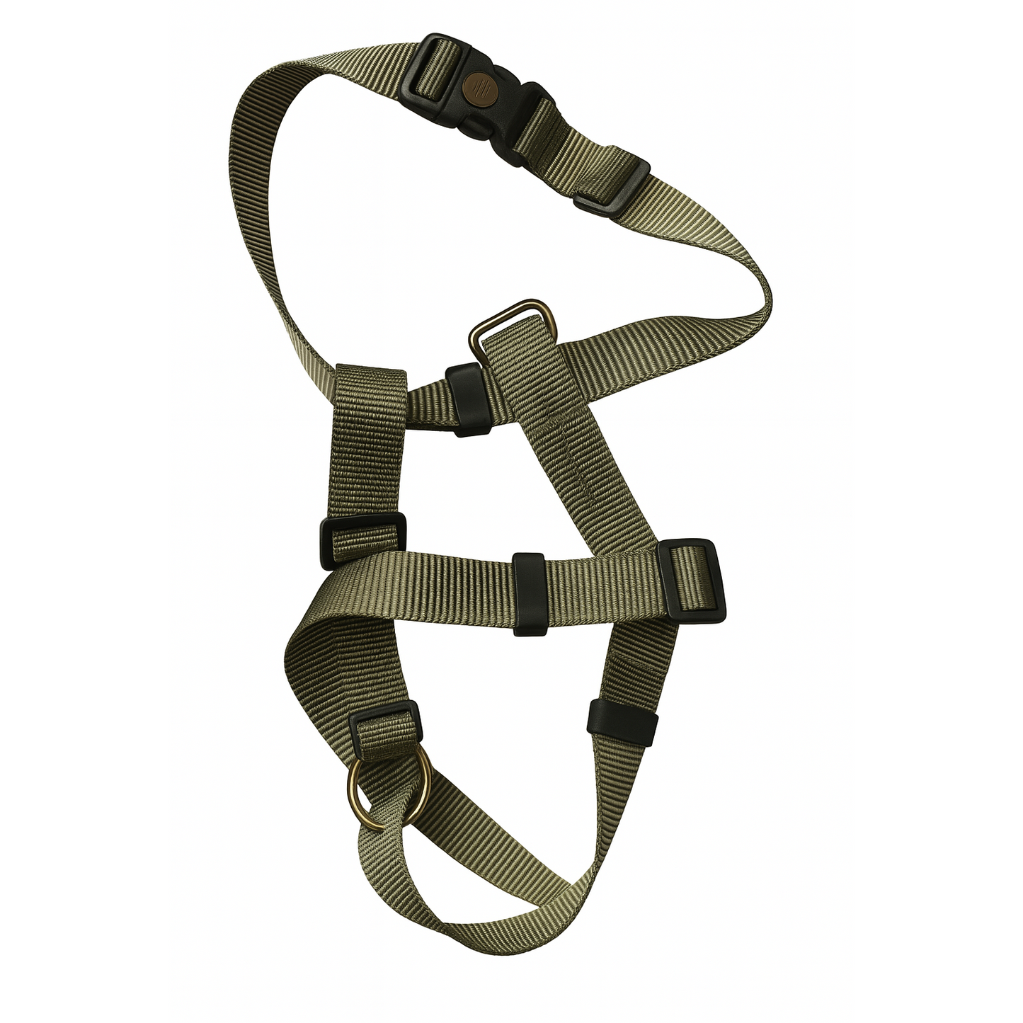 Heavy-Duty Adjustable Dog Harness – Olive Green Stripe | Secure & Reflective Fit