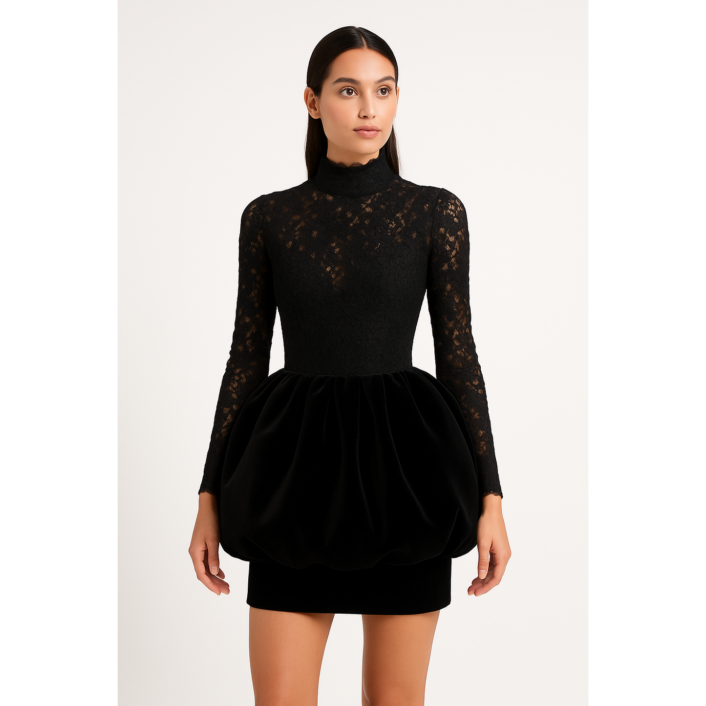 A gorgeous short velvet black dress