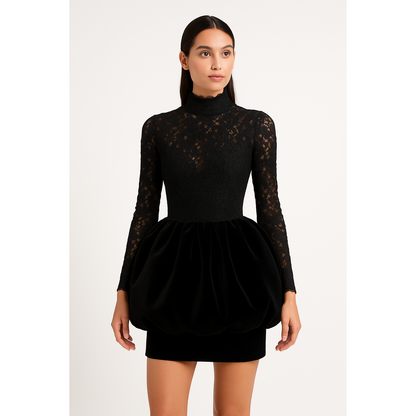 A gorgeous short velvet black dress