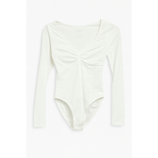 Creamy Long Sleeve Bodysuit with String – Slimming Shapewear
