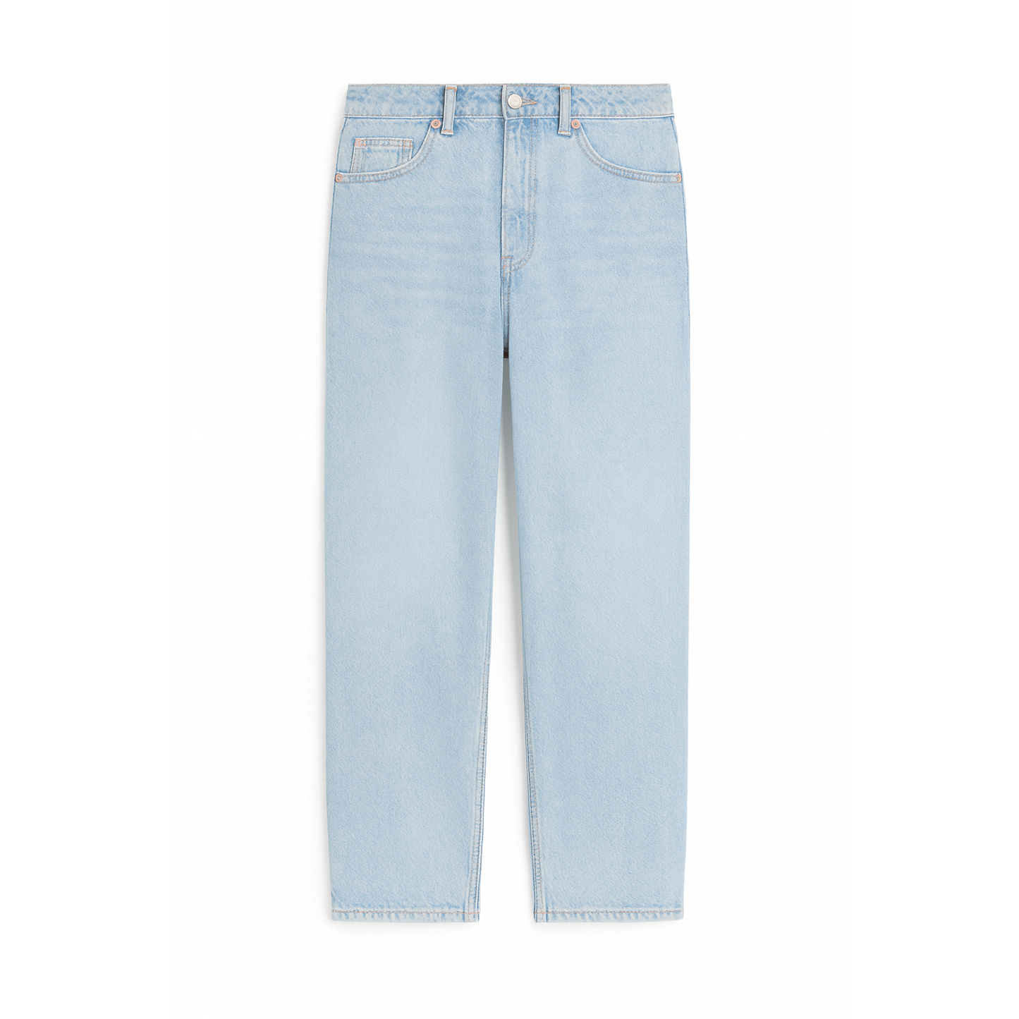 H&M Women's Straight High Ankle Jeans Light Denim Blue