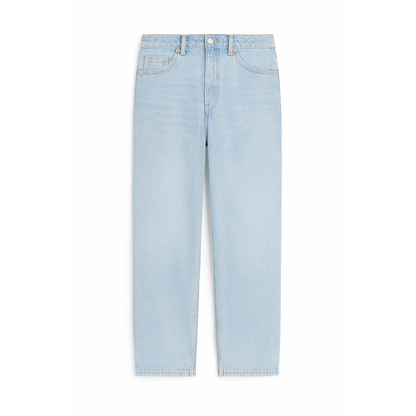 H&M Women's Straight High Ankle Jeans Light Denim Blue
