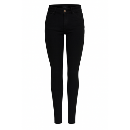 Women's Pieces Mid Waist Ultra Skinny Fit Jeans Black Denim