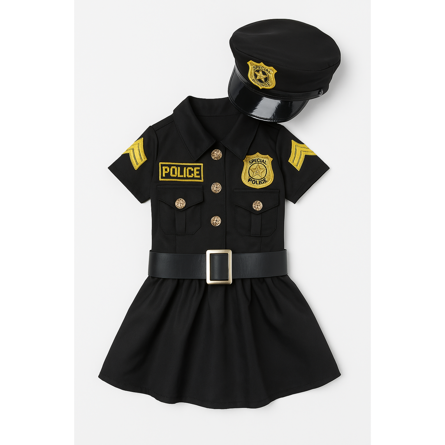 Luxury Girls Police Officer Dress Set with CAP