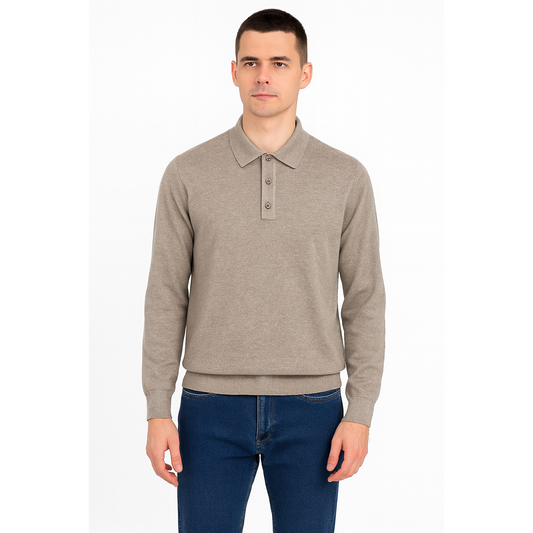 Eduard Dressler Men's Pgrey Long Sleeve Polo Shirt