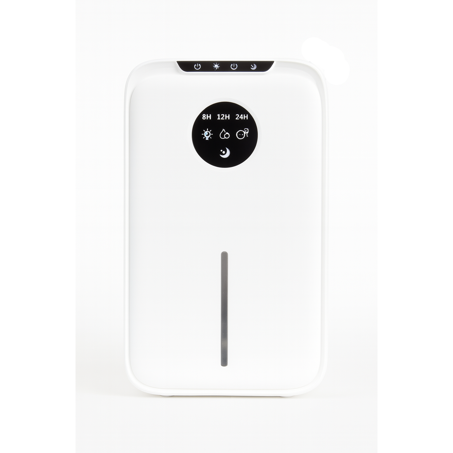 White diffuser with a digital display on a white background