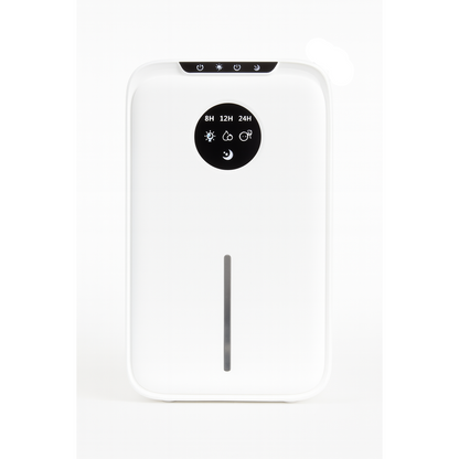 White diffuser with a digital display on a white background