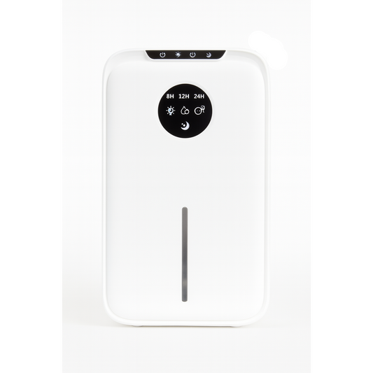 White diffuser with a digital display on a white background