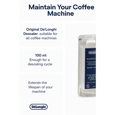 De'Longhi EcoDecalk 100ml Eco-Friendly Natural Limescale Coffee Machine Descaler
