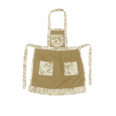 Floral Ruffle Hem Kitchen Apron with Dual Pockets