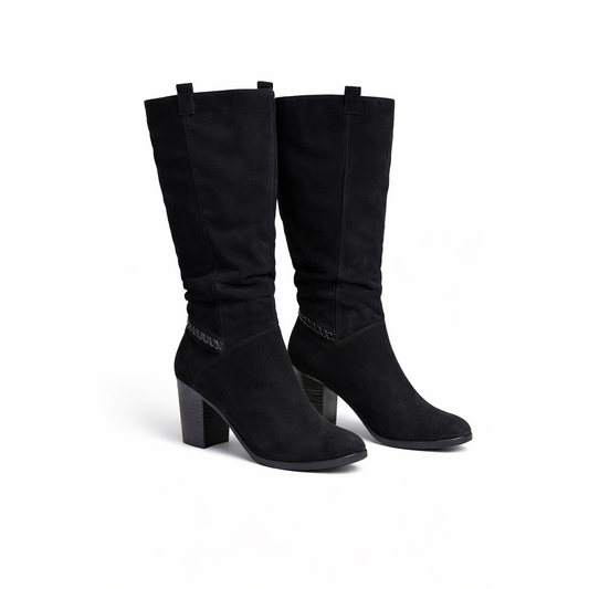 a.n.a Ana Lendy Black Suede Knee High Heeled Boots