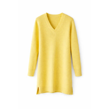 Lands' End Cotton Ribbed Knit V-Neck Jumper Dress - Gomix Brands Outlet