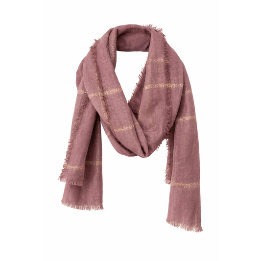 Mixit Mauve RoseGold Oblong Scarf with Fringe