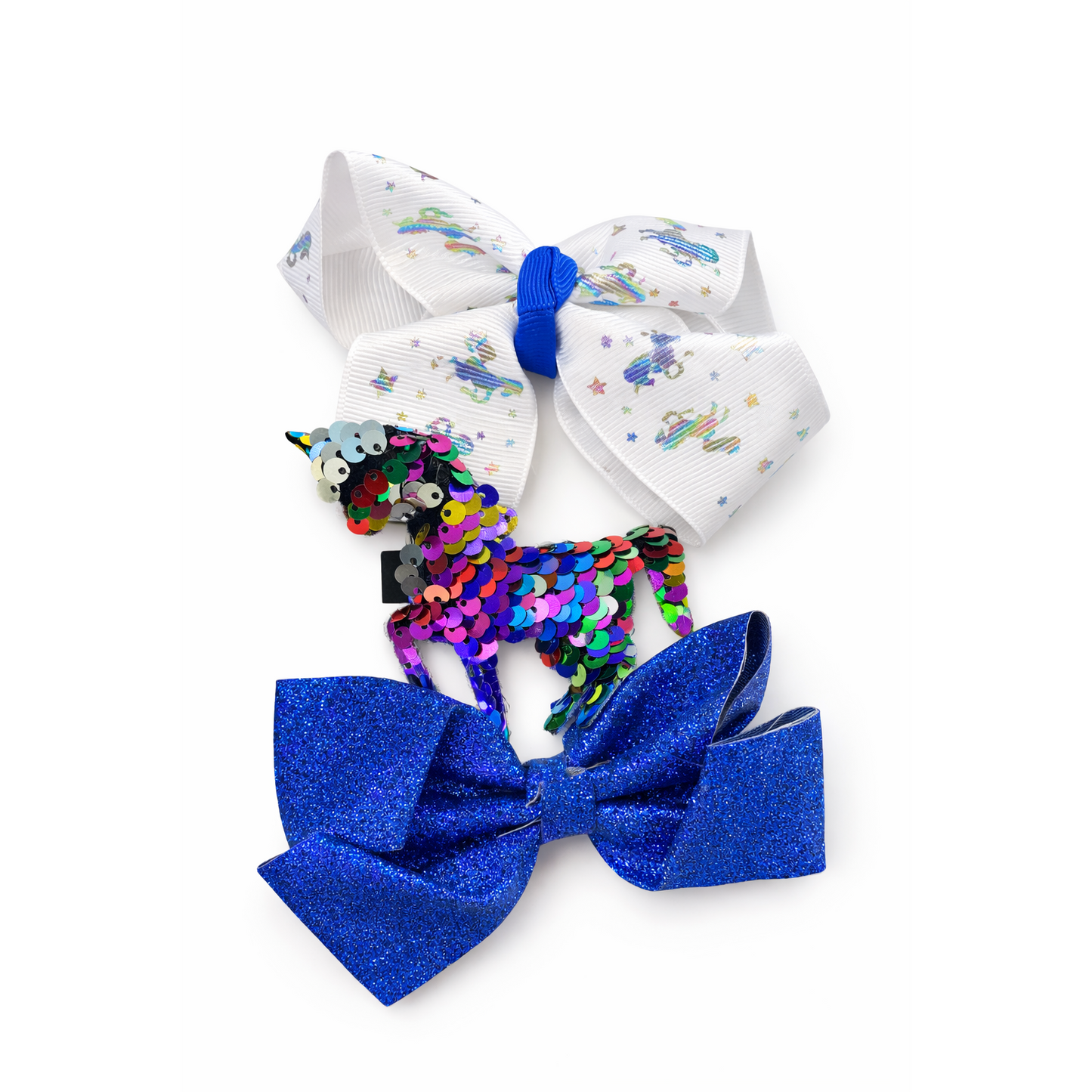 Fantasia Accessories Unicorn Hair Bow & Clip Set – 3-Piece Glitter Collection