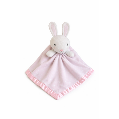 Cloud Island Polka Dot Bunny Satin Security Blanket Large Pink