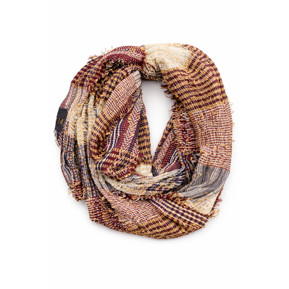 Mixit Infinity Scarf Autumn Burgundy- Multicolor with Gold Metallic Threads