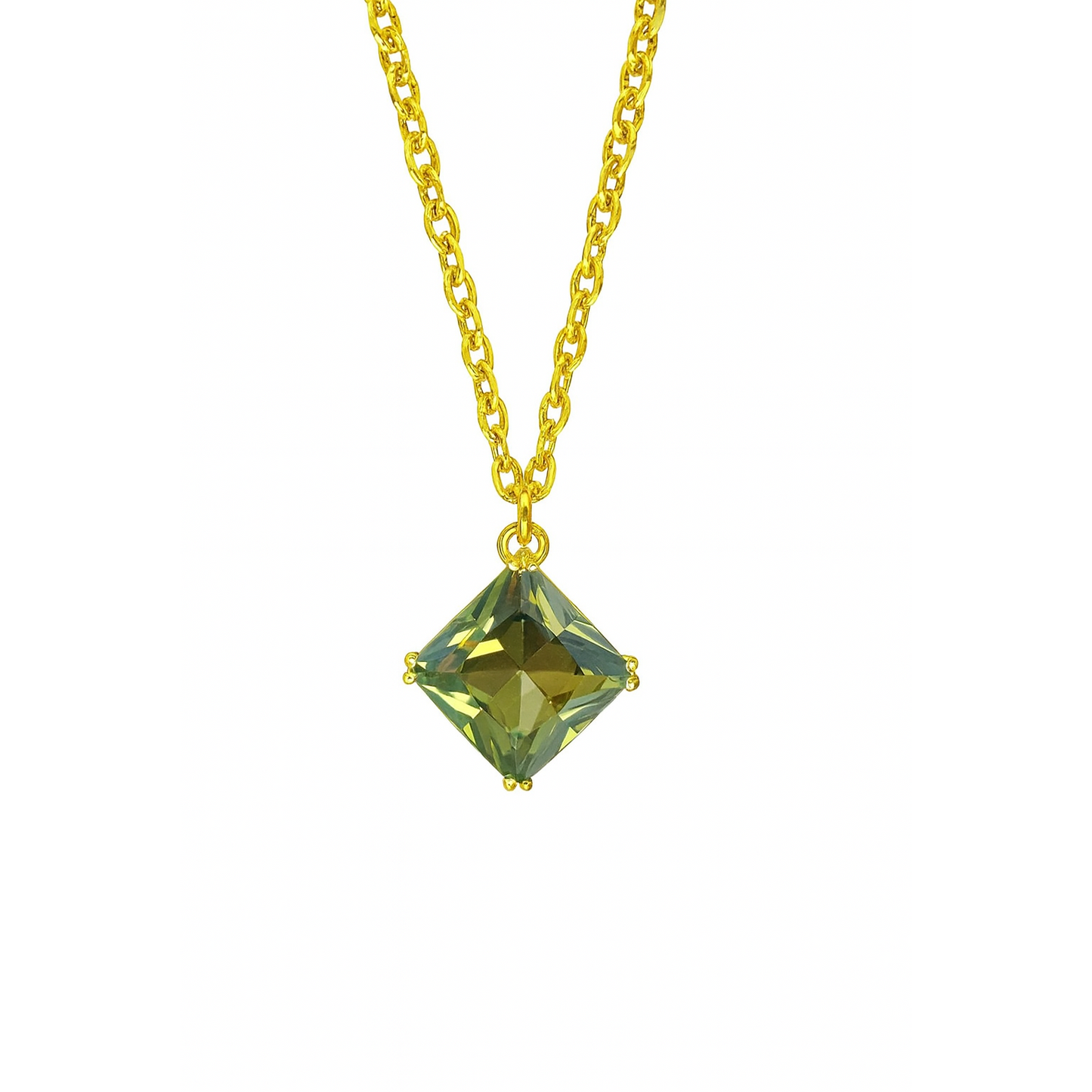 Stunning Square Cut Green Swarovski Crystal Necklace