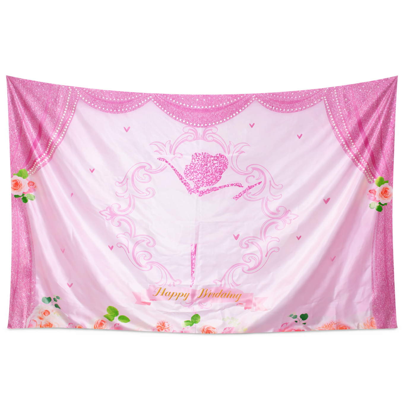 Party Collection Elegant Pink Birthday Backdrop Satin - Party Decoration Banner