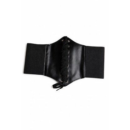 Belt Black Leather Corset Waist Belt for Women – Wide Stretch