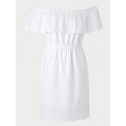 White Broderie Off-Shoulder Midi Dress