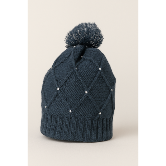Navy blue knitted beanie for Children