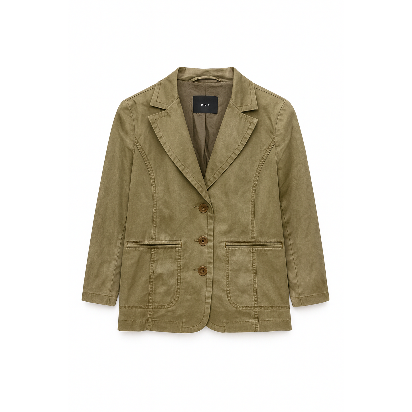 OUI Women's Olive Denim Cropped Jacket