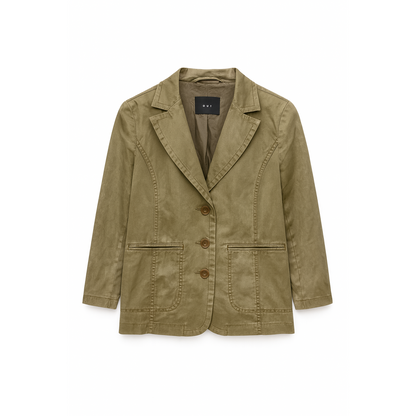 OUI Women's Olive Denim Cropped Jacket