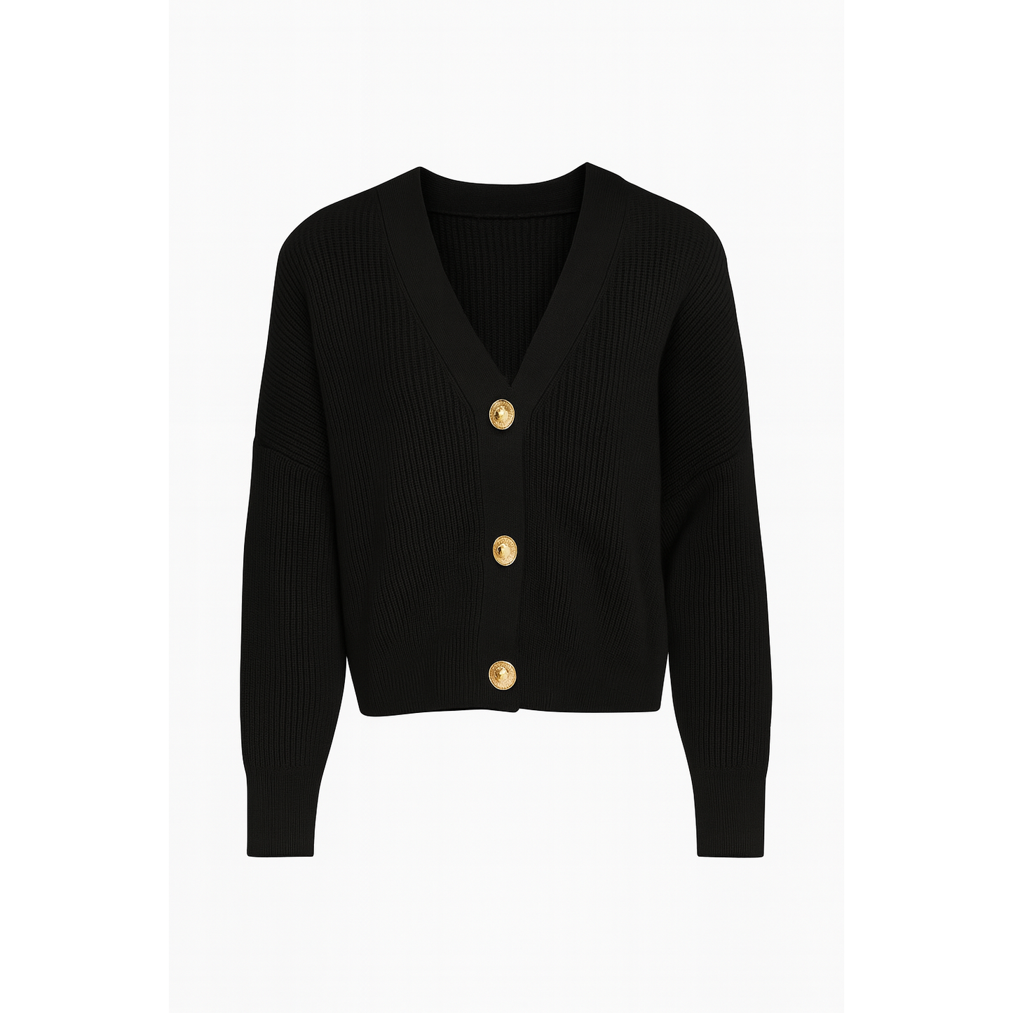 Grace Karin - Cropped Drop Sleeve Cardigan V‑Neck Sweater