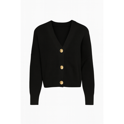 Grace Karin - Cropped Drop Sleeve Cardigan V‑Neck Sweater