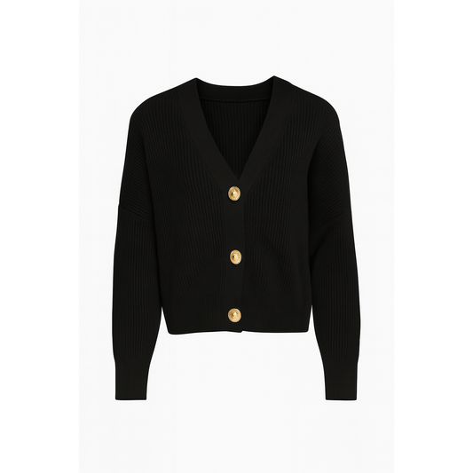 Grace Karin - Cropped Drop Sleeve Cardigan V‑Neck Sweater