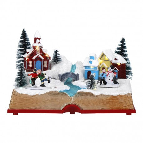 Whimsical Animated LED Christmas Village Book Display - Multicolored Holiday Decor