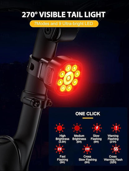 Aluminum Bicycle Headlight and Tail Light Set 1000 Lumens