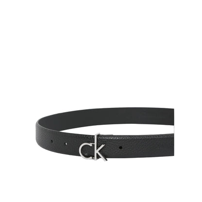 Black elastic woven belt with gold rectangular buckle and black leather tabs