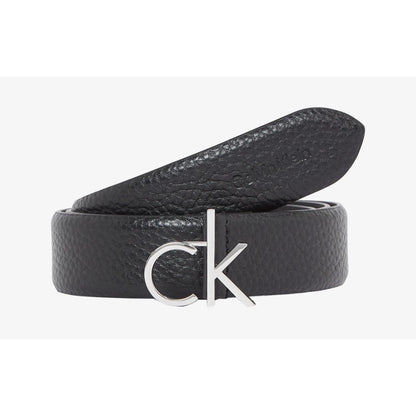 Black elastic woven belt with gold rectangular buckle and black leather tabs