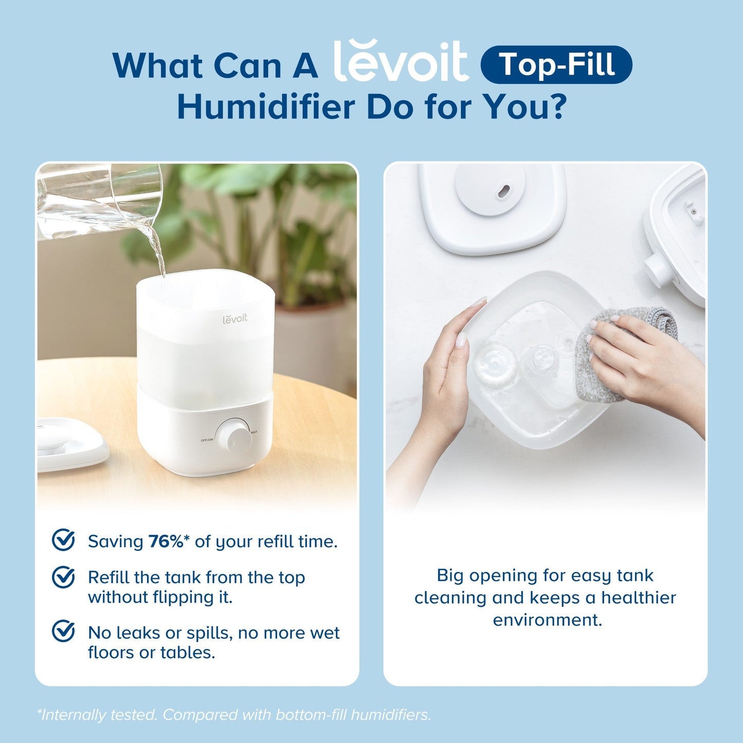 Levoit Classic 160 2.5L Top Fill Ultrasonic Humidifier for Bedroom White