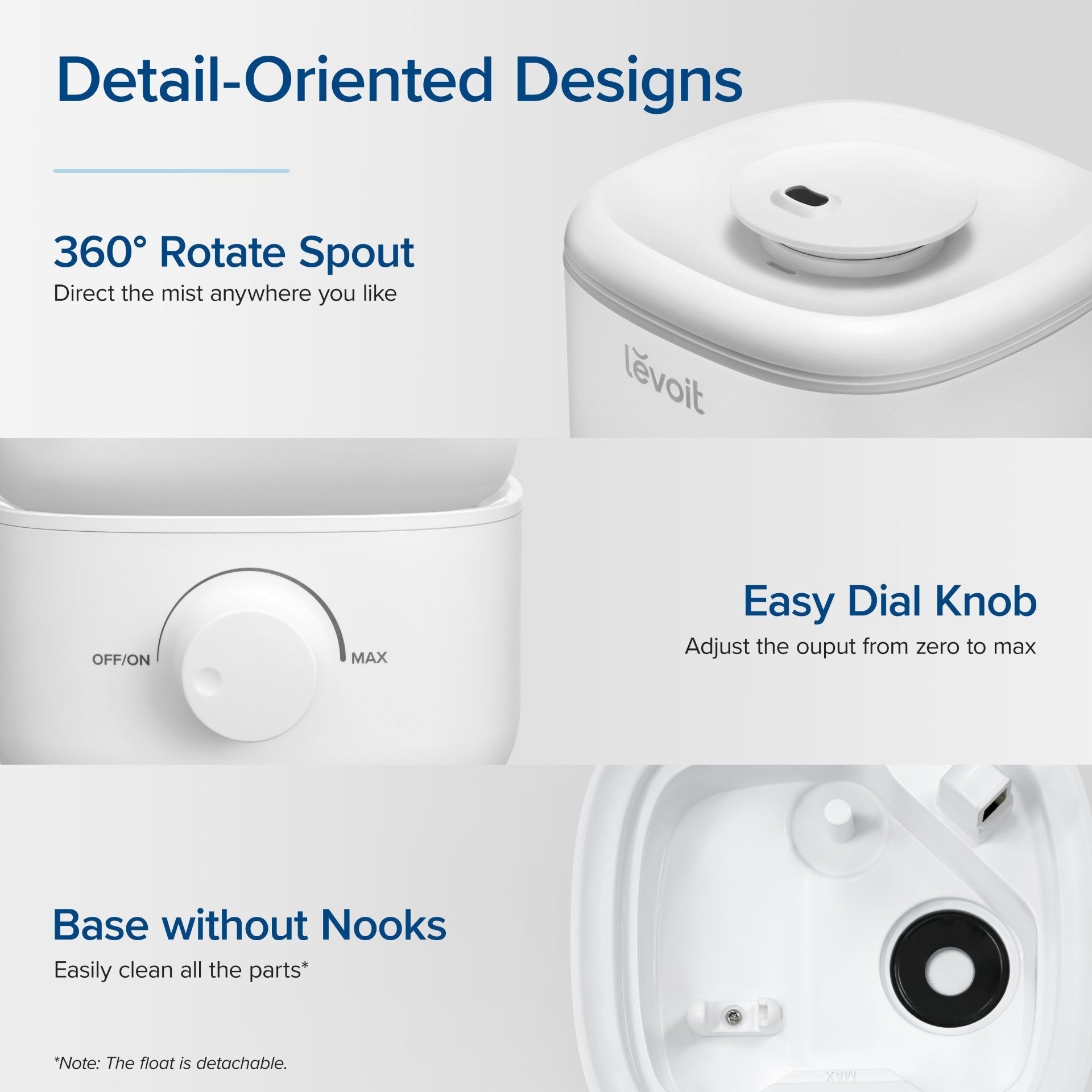 Levoit Classic 160 2.5L Top Fill Ultrasonic Humidifier for Bedroom White