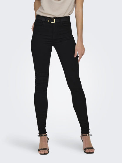 Only Women's ONLROYAL LIFE High Waist Skinny Jeans - Black, Comfortable Fit