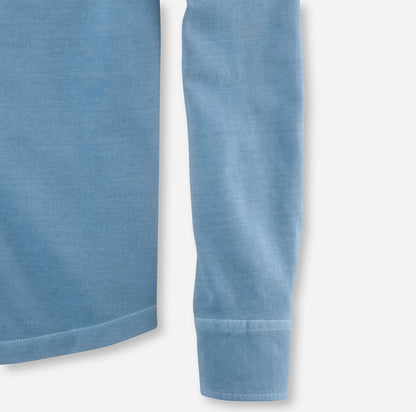 Men's OLYMP Level Five Casual Fit Long-Sleeve Piqué Polo Shirt Blue