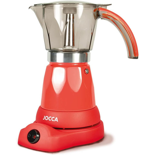 Jocca Red Electric Italian Coffee Maker, 6‑Cup Capacity, 360° Rotating