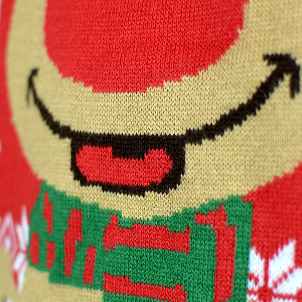 Festive Couple's Ugly Christmas Sweater with Reindeer and Scarf